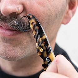 ZEUS Folding Mustache Comb, Handmade Saw-Cut Best