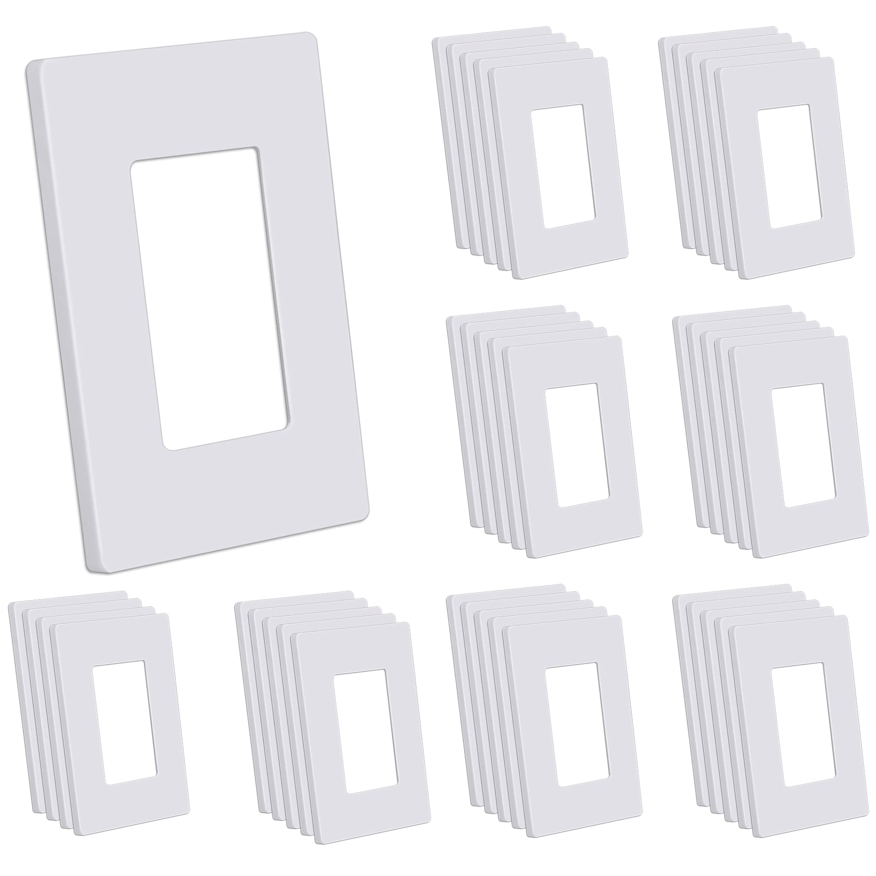 Photo 1 of CML Screwless Wall Plates, 40 Pack Decorator Light Switch Covers, 1-Gang Decor Outlet Switch Plate, Standard Size 2.91”x4.68”, Impact Resistant, White