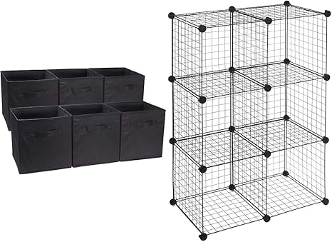 Amazon Amazonベーシック 収納棚 6キューブワイヤー ブラック 収納ボックス 収納キューブケース 折りたたみ式 6点セット ブラック セット買い シューズラック オンライン通販