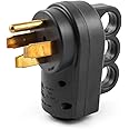 QWORK Nema 14-50P 50 Amp Male RV Replacement Plug, 125/250V Power Assembly Plug with Handle for Camper Trailer
