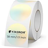 YIKIADA Gradient Thermal Labels Vinyl 1.5 Inch Yellow Self-Adhesive Circle Stickers Roll Waterproof Printable Round Decals Name Tag for QR Code DIY Office Address 500 PCS