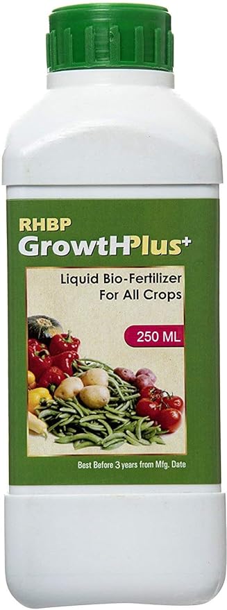 RHBP [RINUJA HI-TECH BIO-POWER] Growth Plus Liquid Bio-Fertilizer for All Crops 250 ml, Perfect to Use On Indoor/Outdoor Plants - Organic Certified by KSOCA