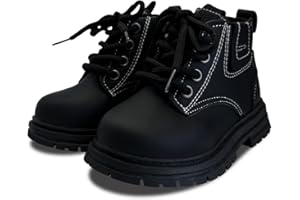 Uineky Toddler Boys Girls Combat Ankle Boots Little Kids Chelsea Fall Winter Snow Hiking Work Booties Waterproof Leather Outdoor Shoes