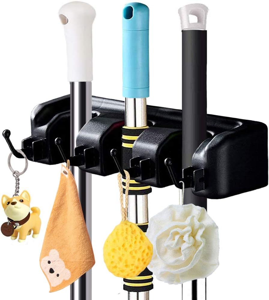 Broom Mop Holder, Heavy Duty Wall Mounted Mop Clip Hangers Broom