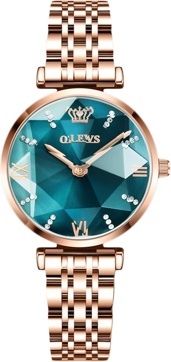 Amazon Rorios 腕時計 レディース 時計 可愛い 生活防水 日本製 キラキラ 立体感のある花文字盤 ステンレスバンド カジュアル クオーツ 通勤 通学 Watch グリーン レディース腕時計 腕時計 通販
