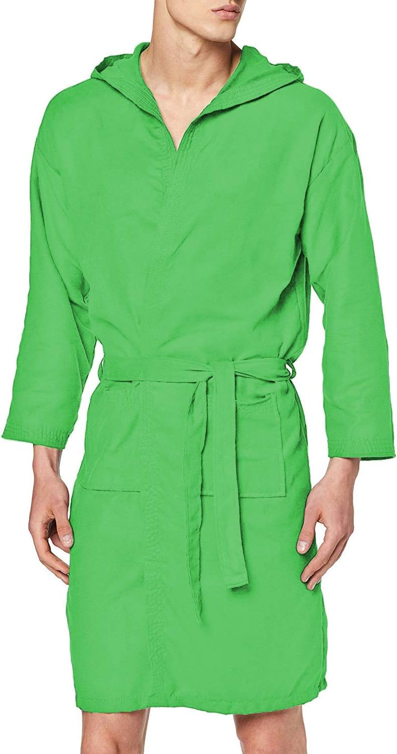 PETTI Artigiani Italiani Unisex, Hooded Microfiber Bathrobe, 100% Made in Italy, Microfibre, Green, L