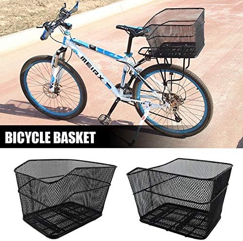 nicololfle Folding Rear Bike Basket Wire Mesh Fold-Up Detchable Front Bag Rear Hanging Bike Basket Bicycle Bag Cargo Rack For Mountain Bike Accessories Bike Frame Basket
