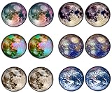 LilMents 6 Pairs Solar System Galaxy Universe Unisex Mens Womens Stainless Steel Stud Earrings