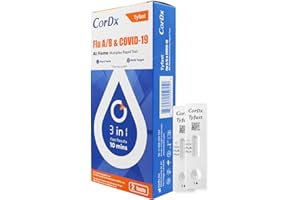 CorDx TyFast Flu A/B & Covid 19 Multiplex Rapid Test, 10 Mins at Home, EUA Authorized, 3 in 1 Combo Kit, 2 Tests
