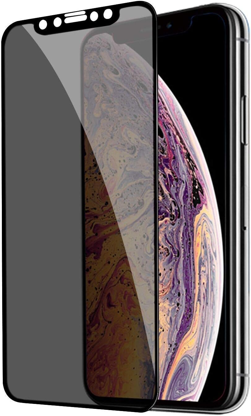 Yunqin Privacy Screen Protector Compatible with iPhone X, iPhone Xs, Anti Spy High Definition Screen Protector iPhone X/iPhone Xs, Yunqin Unbreakable Tempered Glass, 3D Full Coverage