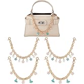DELORIGIN 4Pcs Butterfly Flower Purse Charms Extender Chain Enamel Pendant Handbag Replacement Chains Decorative Bags Strap Extender for Purse Wallet Pocket Crossbody Shoulder Bag Keychain Accessory