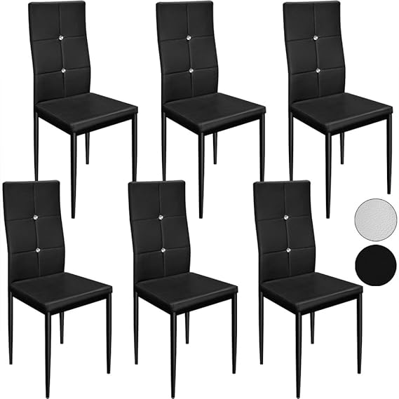 Deuba 6X Esszimmerstühle Stuhl Hochlehner Polsterstuhl Sitzgruppe Essgruppe Esszimmerstuhl schwarz