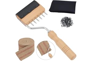WEBEEDY Upholstery Tool Set with 10.9 Yards x 3.5 inch Jute Webbing Tape, Wood Webbing Stretcher, Iron Tacks and Black Fabric