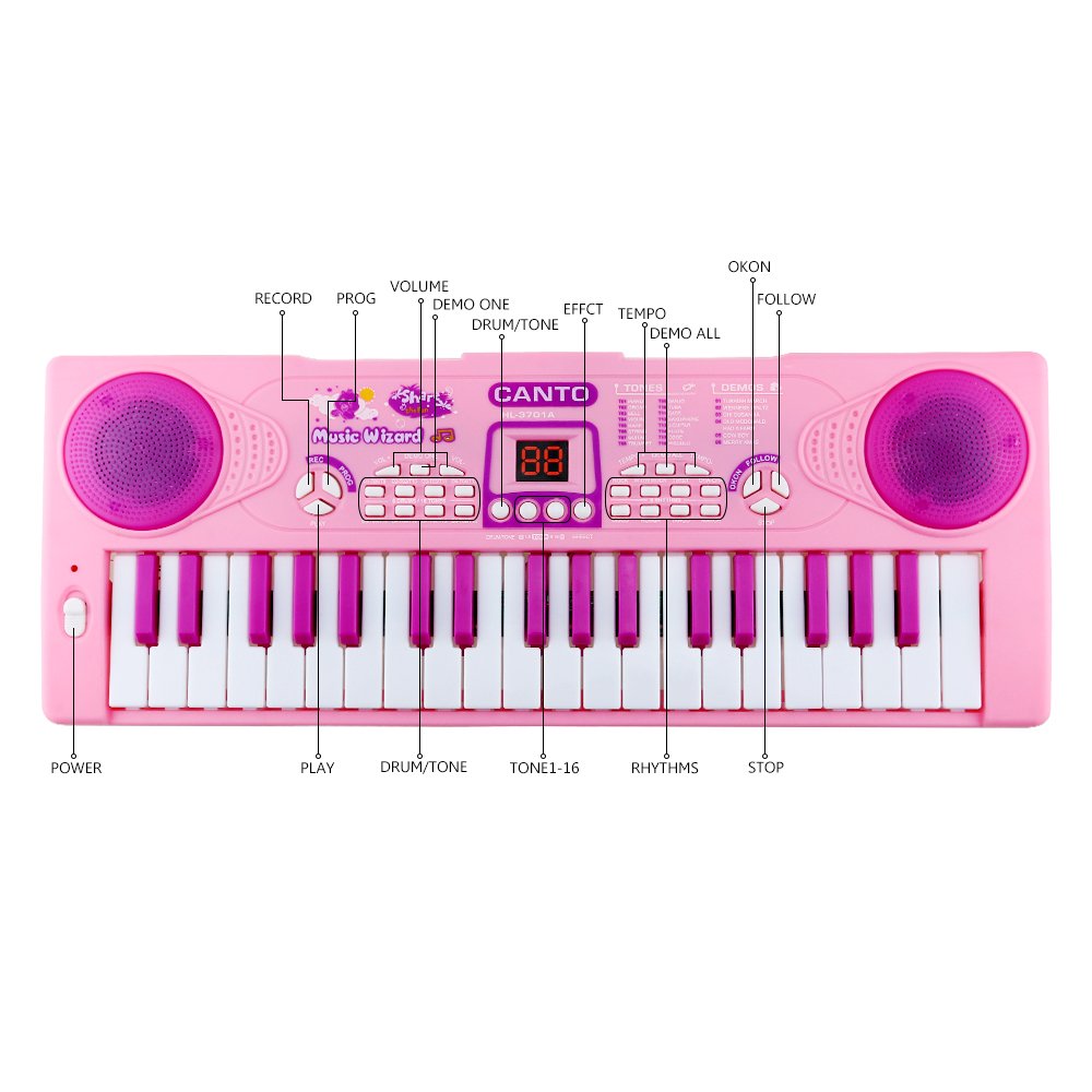 Shayson Piano for Kids, 37 Key Multi-function Electronic Keyboard Piano Play Piano Organ with Microphone Educational Toy for toddlers Kids Children (Pink)
