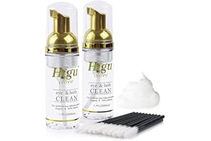 HIGU CLACE Lash Cleanser for Extensions 50ml (2 bottles) Lash Shampoo Eyelash Extension Wash Shampoo Gentle Deep Cleansing and No Irritating No Burning Eyelash Shampoo for Lash Extensions for Sensitive Eyes