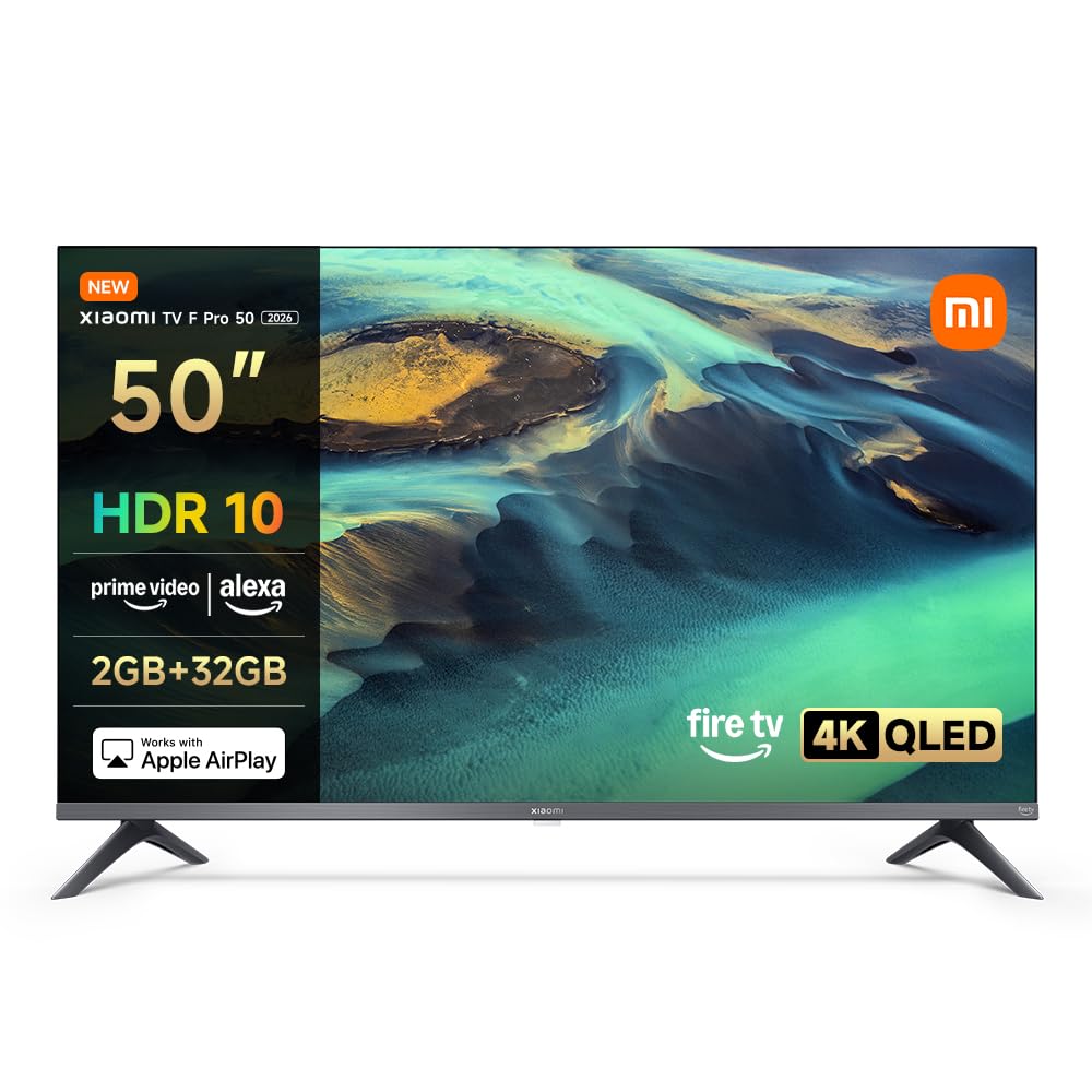 XIAOMI TV F Pro 50, 50 pollici (127 cm), 4K UHD QLED,Smart TV, Fire TV,Triple Tuner DVB-C/S/S2/T/T2, HDR10,60Hz con 120Hz Game Boost Mode,MEMC,Controllo Vocale Alexa,2GB+32GB,Compatibile con AirPlay