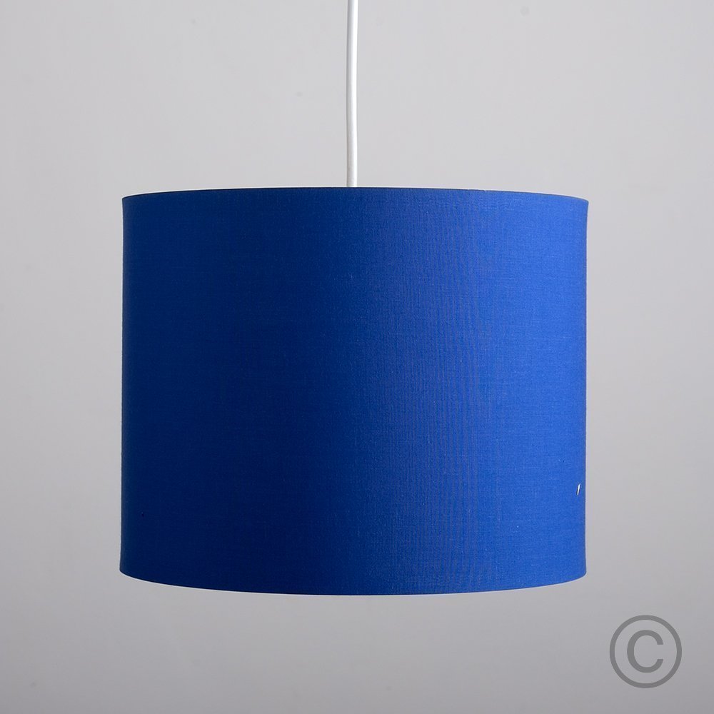 Small Modern Rolla Polycotton Blue Cylinder Ceiling Pendant Table Lamp