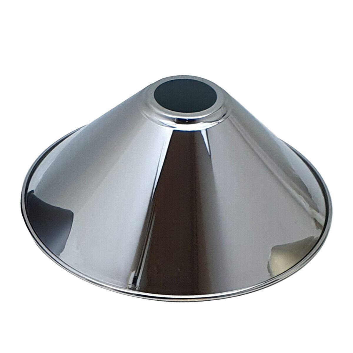 Chrome Modern Ceiling Lamp Shade 22cm Metal Cone Shape Pendant Light E27 Base Hanging Light Fixture for Bedroom Hallway Office Café Restaurant — image 1