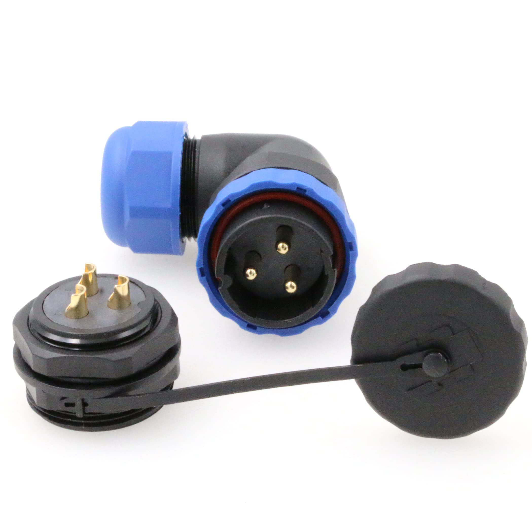 Eonvic SD28 IP68 3 Pin Waterproof Connector Right Angle Plug and Socket Panel Mount Connectors