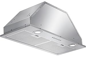 ONEEON 24" Range Hood Insert, 500CFM Stainless Steel Built-in Kitchen Vent, 4-Speed Exhaust Fan, Dishwasher-Safe Baffle Filters, LED Lights & 3-Min Delayed Shutdown.