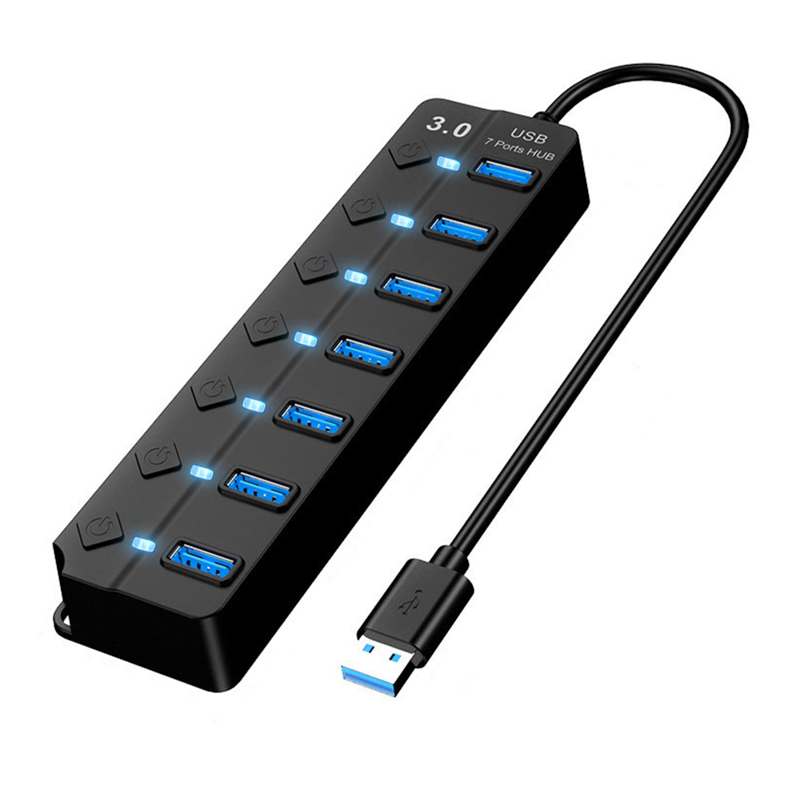 7-Port USB 3.0 Extension Hub for Laptop, Computer, PS5, MacBook, All USB Peripherals