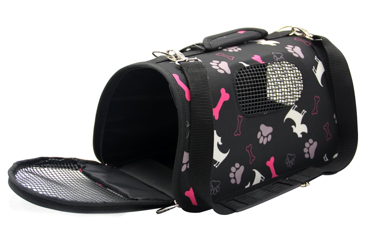 BPS BPS-5638N Fabric Carrier Bag for Pets Dogs Cats Animals Carriers 3 Sizes S/M/L to Choose From (S, Black)