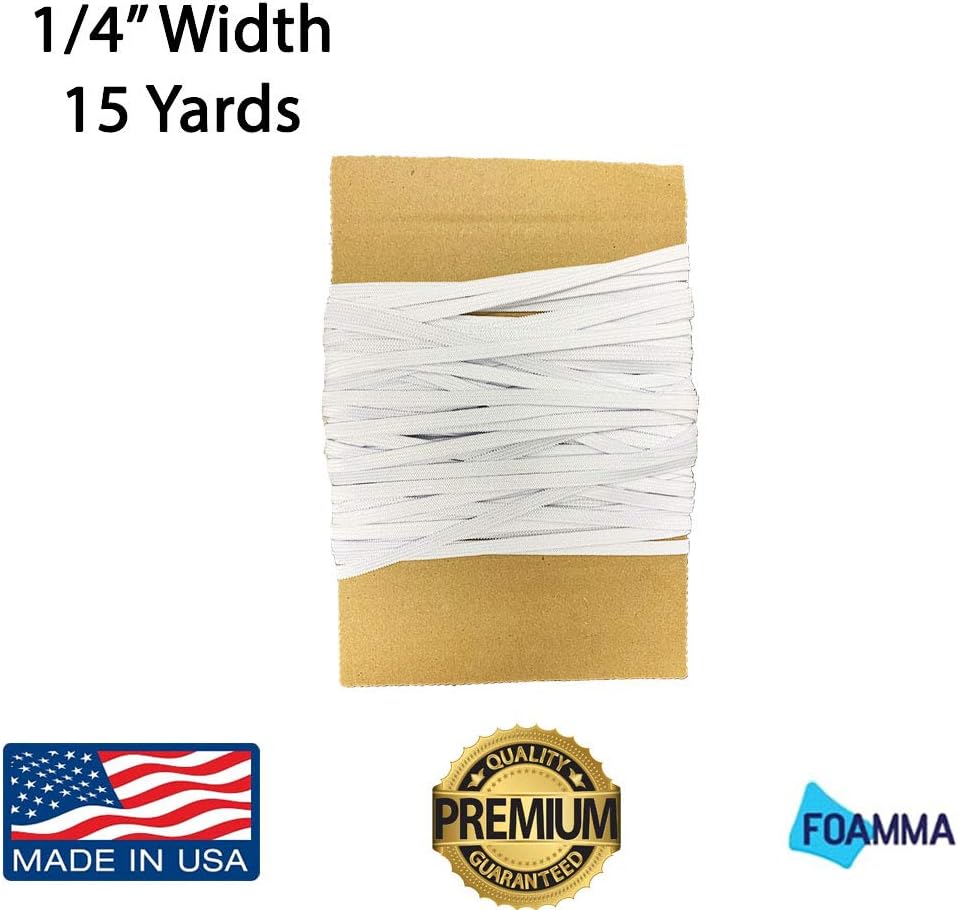 Elastic 1/4" Wide, 15 Yards, White, Stretch Elastic Band, Braided Elastic Cord, Elastic Rope, Bungee, Stretch Knit Elastic Spool, for Sewing