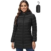 ROYAL MATRIX Women's Packable Puffer Jacket Lightweight Puffer Coat with Hood Long Winter Warm Travel Puffer Jackets