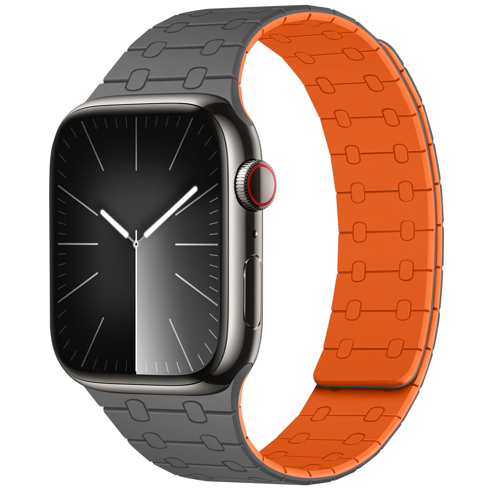 Amizee Magnetic Straps Compatible with Apple Watch Band 49/46/45/44/42/41/40/38mm Women Men, Sport Silicone Strap for iWatch Ultra 3/2/1 Series 11 10 9 8 7 6 5 4 SE3/2/1 (42/41/40/38, Gray Orange)