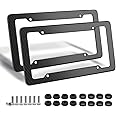 BLVD-LPF OBEY YOUR LUXURY Carbon Fiber License Plate Frame w/Glossy Finish - [Pack of 2] Plastic, Front & Rear Number Plate Frame w/Fasteners, Screws | Automotive Accessories