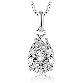 Synlahsky 6 ct Moissanite Necklace for Women,925 Sterling Silver Teardrop Pendant 14K White Gold Plated with Certificate