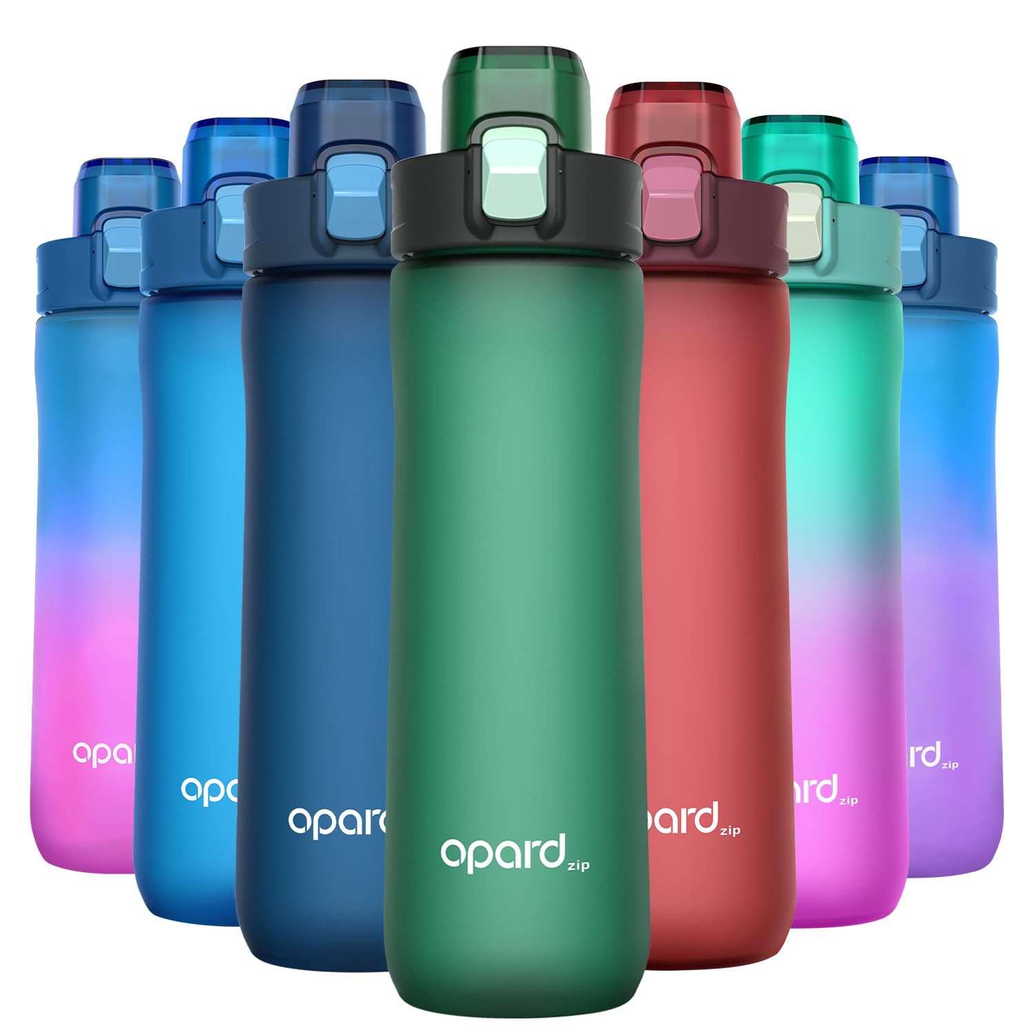 Opard Zip 600ml Plastic Water Bottle Dishwasher Safe, Leakproof Flip-Top Lid, BPA Free Tritan, Wide Mouth Reusable Kids Water Bottle for School Hiking Commuting Outdoor Travel and Gym
