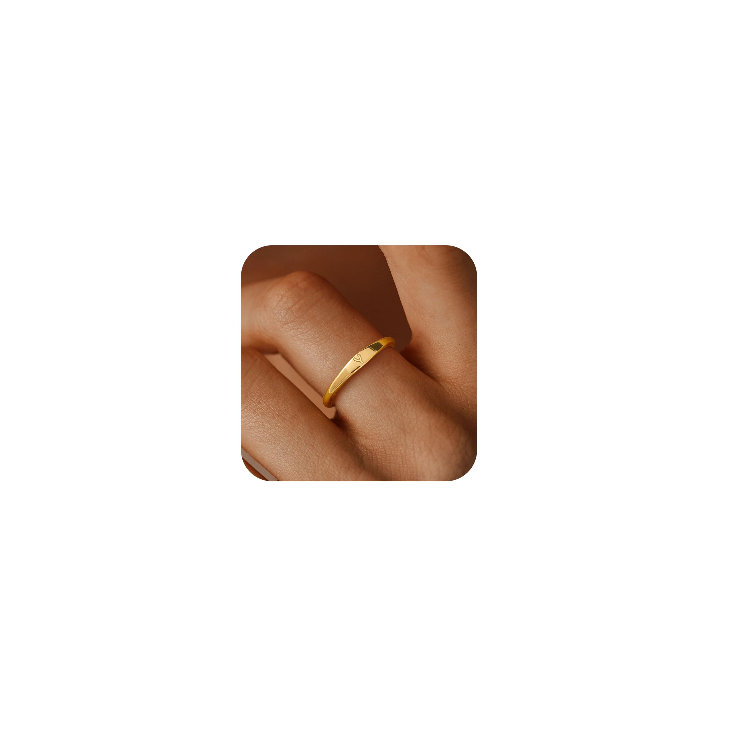 ZNBOH Gold Initial Rings for Women Non Tarnish 14K