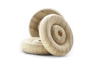 Pinehurst Crafts Mini Wood Toy Wheels, 3/4-Inch Diameter x 3/16-Inch Thick (1/8-Inch Hole), Pack of 50 MiniWheels_.75IN_50pk