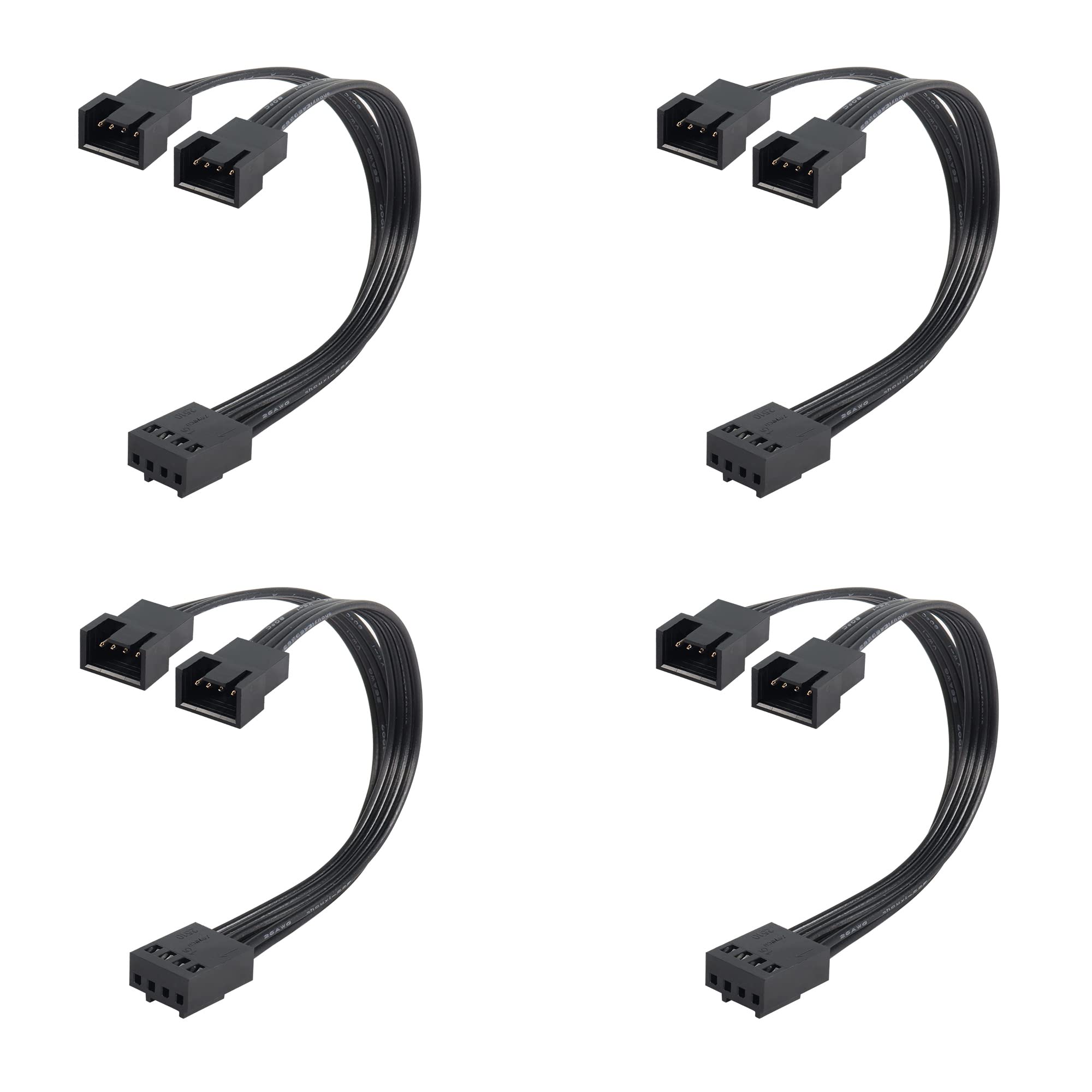 GINTOOYUN 4 PCS PWM Fan Splitter Cable - 5.1Inch, Motherboard 4 Pin 1 to 2 PWM Temperature Control for CPU Fan, Motherboard