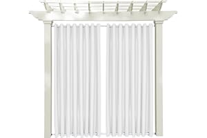 Macochico Windproof Sun Block Privacy Protection Noise Buffer Greyish White Outdoor Curtains Panels Grommet at Top and Bottom