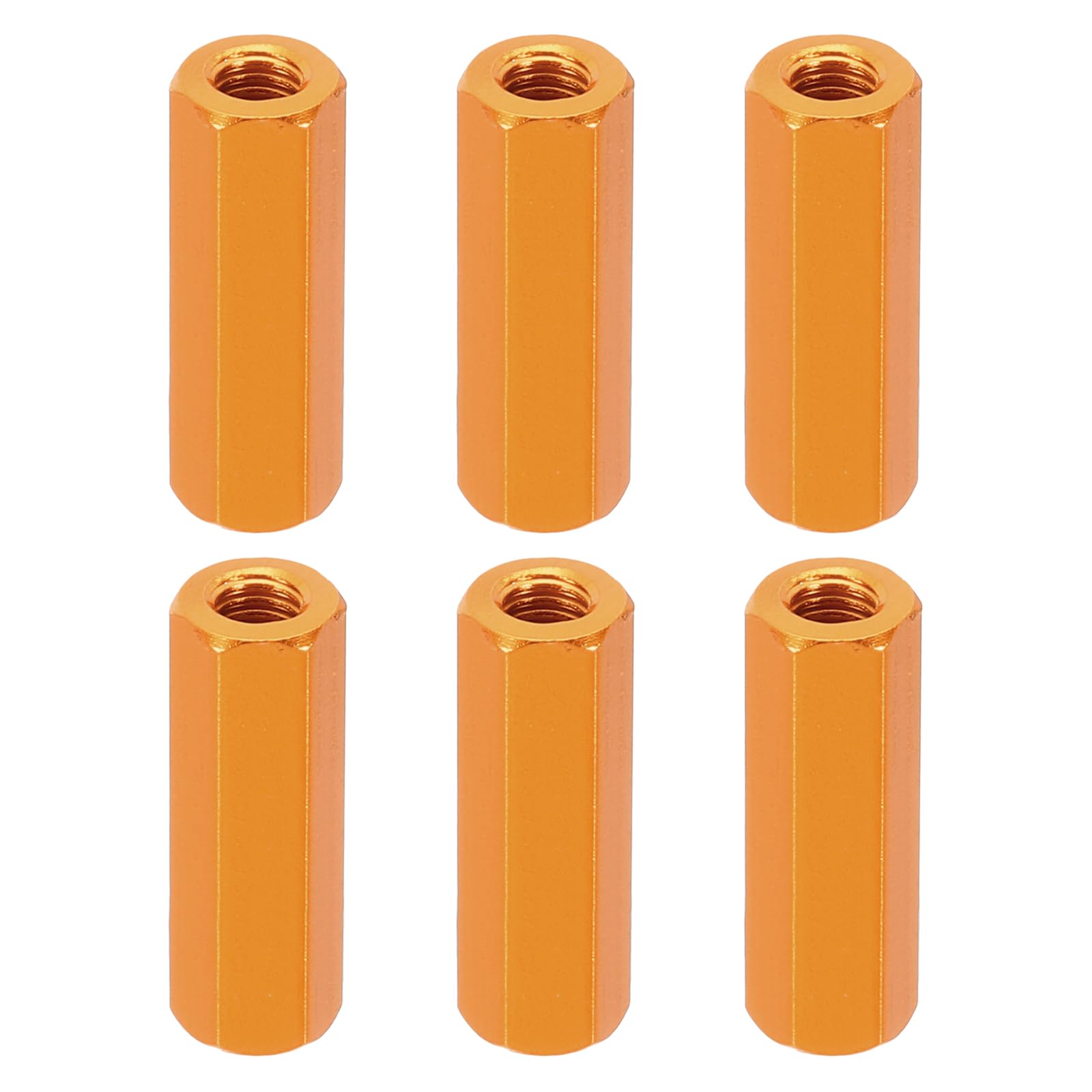 PATIKIL M3 Hex Nuts, 6pcs M3 Threaded Spacers Aluminum 22mm L Female Metal Spacer Screw Standoff for M3 Screw Bolts RC Car Drones Stacks Motherboard, Golden