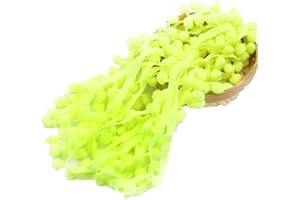 ZHIHENG 20 Yards Pom Poms Fringe Ball Trim Sewing Ribbon Embroidered Lace Tassel Applique for Clothing Accessories Bedding Quilting Crafts Supplies (Fluorescent Yellow)