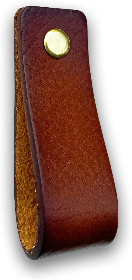 Brute Strength, Leather Handles for Furniture, Cognac, 6 pcs, 16,5 x 2,5 cm, Cabinet Handle, Door Handle for Kitchen Bathroom - Image 5
