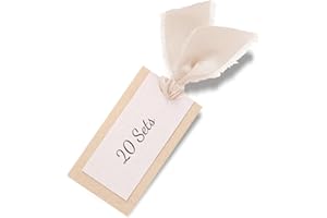 20 Pcs Name Place Cards for Table Setting, Wedding Place Cards with Ivory Ribbon, 10 x 5.5cm Blank Placecards for Dinner Part