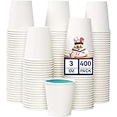 JOLLY CHEF 400 Count 3 oz Paper Cups, Disposable Mini Bathroom Mouthwash Cups for Home, Office, School, Store
