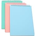Yansanido Top Bound Spiral Notebook, 3 Pcs 3 Color A5 Size Thick Plastic Hardcover 8mm Ruled Paper 80 Sheets (160 Pages) Journal for School and Office Supplies (Light Color)