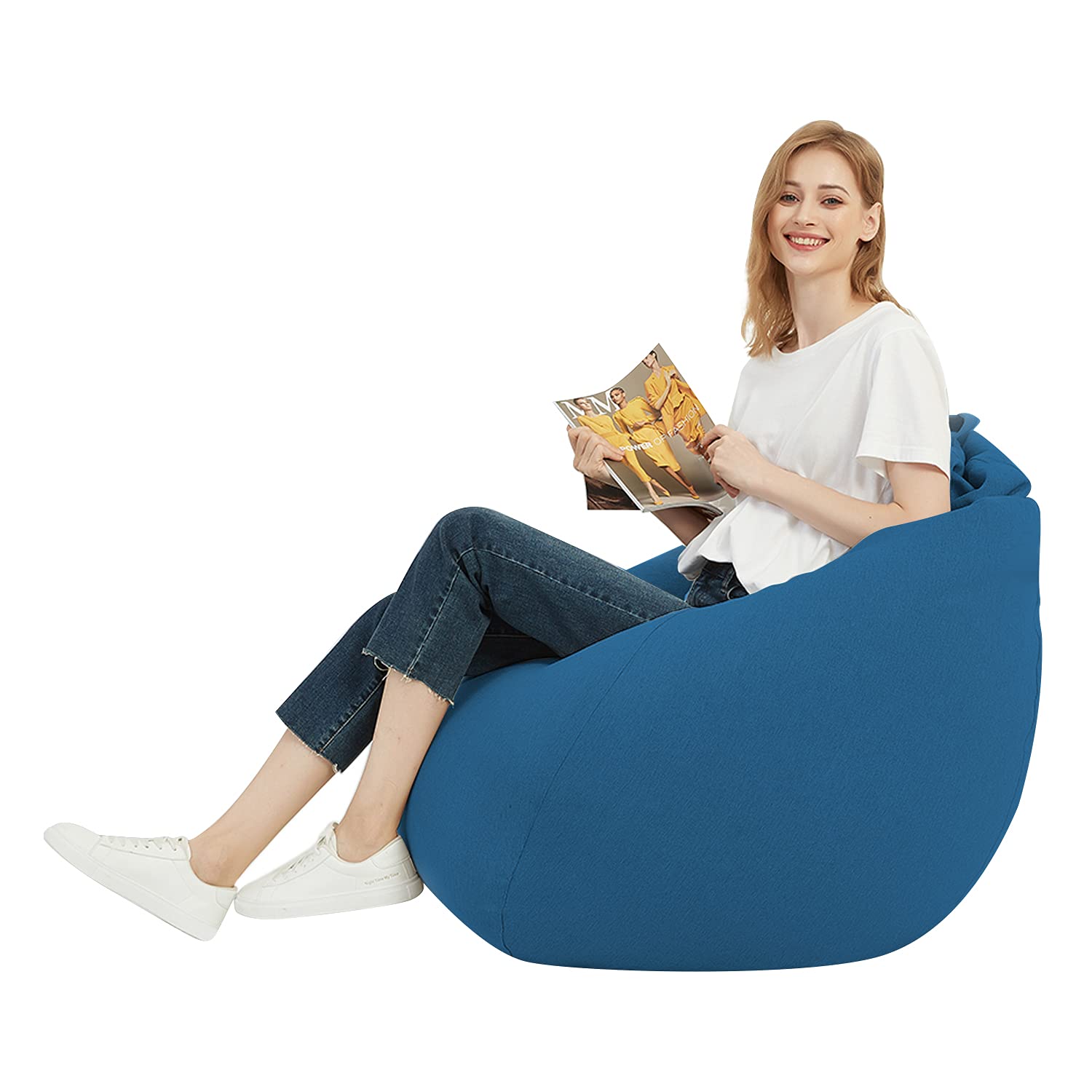 Langla-Shades Bean Bag Chair Cover, Indoor Outdoor Beanbag Seat Sofa without Filling, Blue, 100cm x 120cm