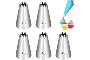 5 Pcs 4b Piping Tip,Piping Tips,Piping Tips For Cake Decorating,For Cookie And Cake Decorating, Diy Cream.
