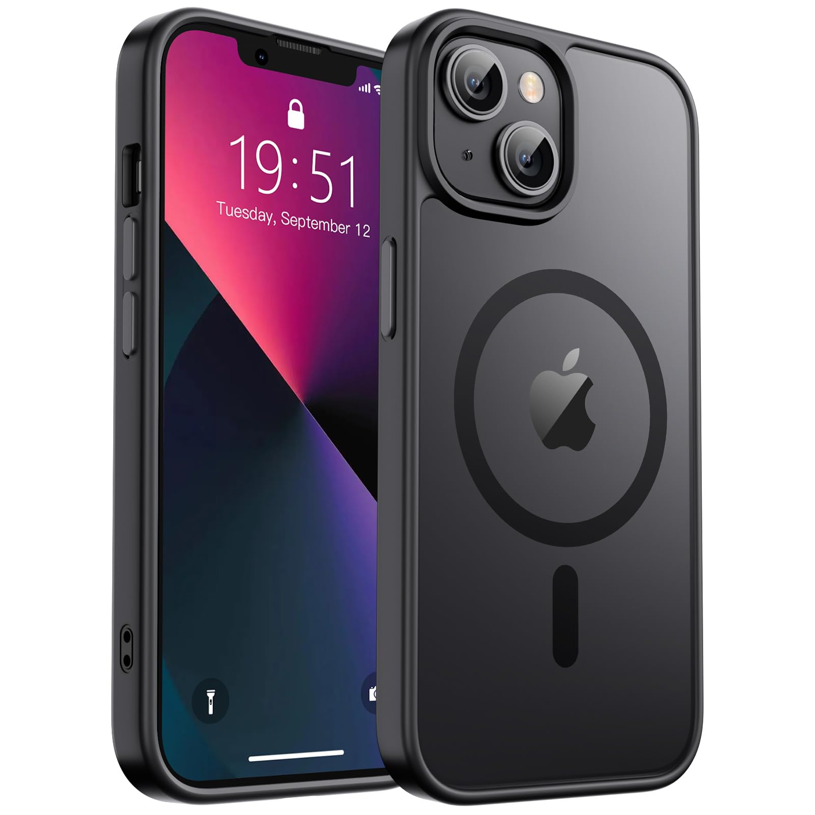 Photo 1 of zapica Magnetic for iPhone 13 Case & iPhone 14 Case, [Compatible with MagSafe] [Military Grade Drop Protection] Translucent Matte Shockproof Anti-Scratch Phone Cover, Black