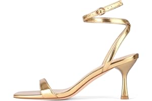 Adrizzlein Kitten Heels for Women 3 Inch Strappy Heeled Sandals Square Open Toe Heel Ankle Strap Dress Shoes Wedding Party