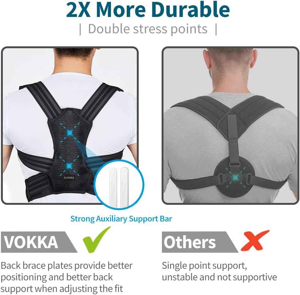 VOKKA Posture Corrector for Men and Women, Spine and Back Support, Providing Pain Relief for Neck, Back, Shoulders, Adjustable and Breathable Back Brace Improves Posture and Provides Back Support XL: Health & Personal Care
