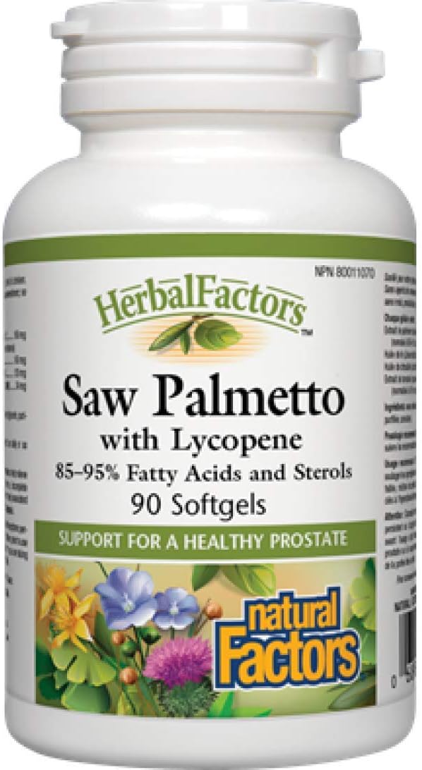 HerbalFactors by Natural Factors, Saw Palmetto, Supports Healthy Prostate Function with Lycopene, 60 softgels (60 servings): Health & Personal Care