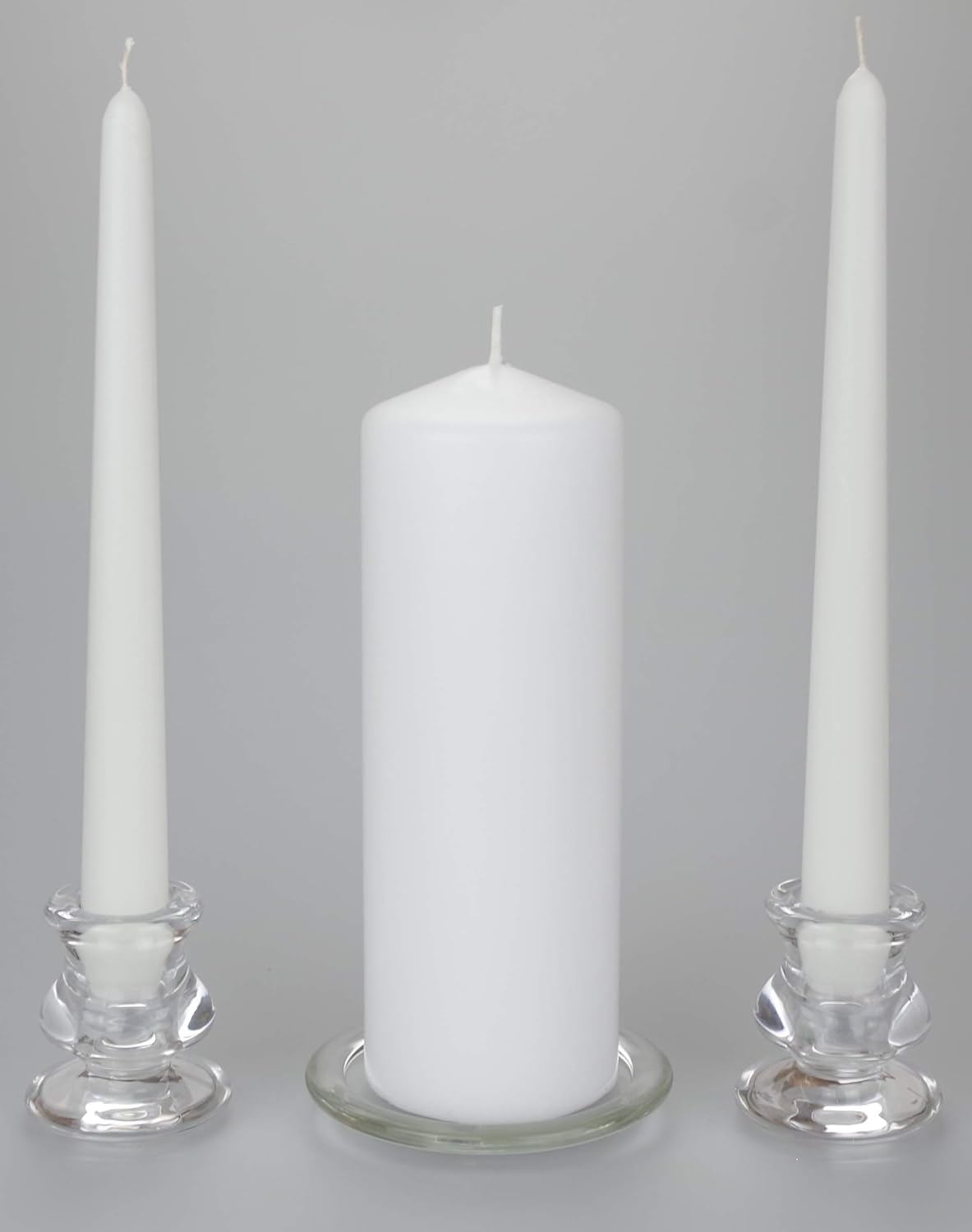 Wedding Unity Candle plain in White or Ivory complete with Taper candles by Just Candles Amazon