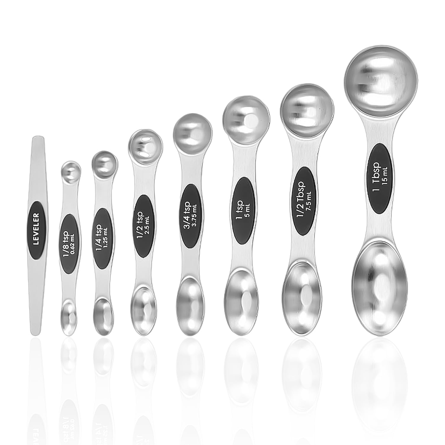 8 PCS Magnetic Double-Ended Measuring Spoon Set, with Scale and Leveler